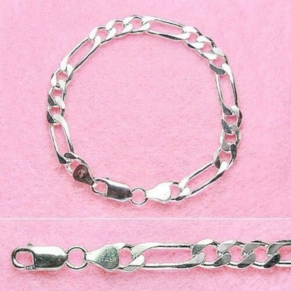 Sterling Silver 7" figaro Woman's Bracelet
